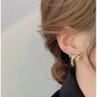 Bow Faux Pearl Alloy Earring 1 Pair - Silver Stud - Gold - One Size