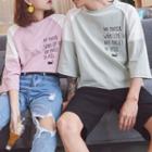 Couple Matching Color Panel 3/4 Sleeve T-shirt