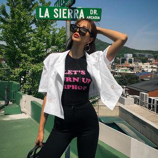 Double-breasted Linen Blend Cropped Jacket