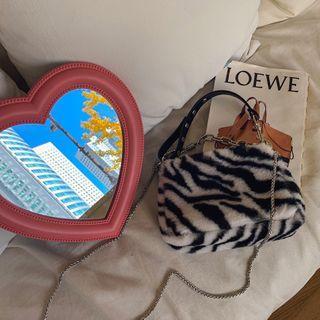 Faux-fur Hand Bag With Chain Strap
