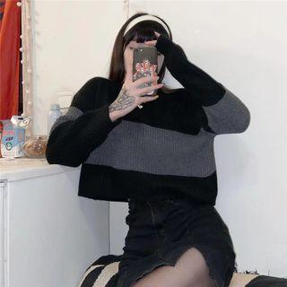 Loose-fit Round-neck Striped Sweater