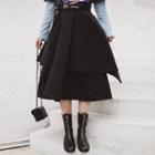 A-line Asymmetrical Skirt With Lettering Belt