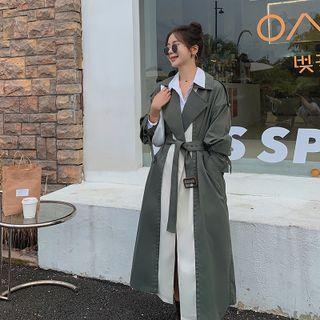 Two Tone Tie-waist Trench Coat