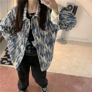 Tie-dye Denim Shirt Jacket Blue & White - One Size