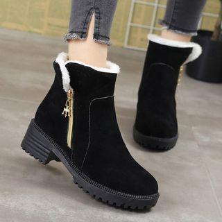 Fleece-lined Side Zip Short Boots