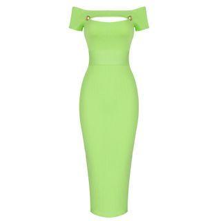 Off-shoulder Cutout Midi Bodycon Dress