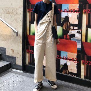 Crew-neck Short-sleeve T-shirt / Plain Wide-leg Jumper Pants