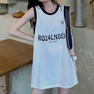 Lettering Print A-line Mini Tank Dress