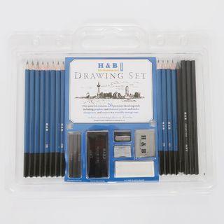 Set: Art Sketching Pencil + Eraser + Pencil Sharpener As Shown In Figure - One Size