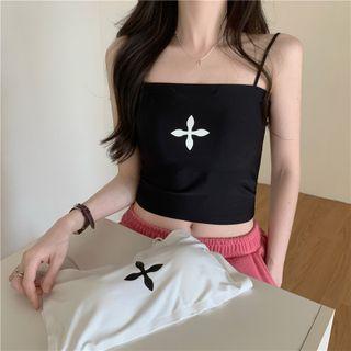 Cross Print Padded Cropped Camisole Top