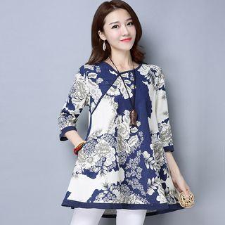 Floral Print Elbow-sleeve Top
