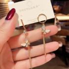 Non-matching Shell Butterfly Fringed Earring 1 Pair - Gold - One Size