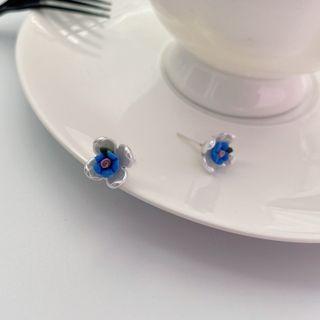 Flower Stud Earring 1 Pair - Flower Stud Earring - Blue - One Size