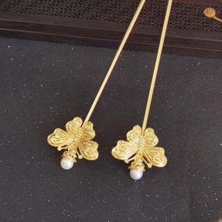 Butterfly Faux Pearl Hair Stick