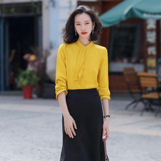 Jabot Blouse / Straight-cut Skirt / Set