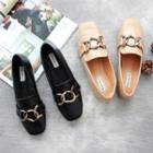 Square Toe Chain-accent Loafers
