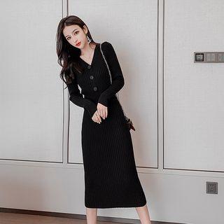 Knit V-neck Maxi Dress