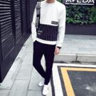 Set: Color Block Lettering Pullover + Sweatpants