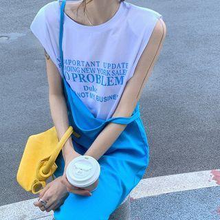 Sleeveless Lettering T-shirt / Spaghetti Strap Dress