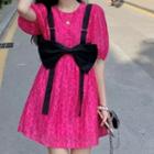 Puff-sleeve Mini Smock Dress / Bow Accent Body Harness