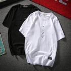 Elbow-sleeve Bird Print T-shirt