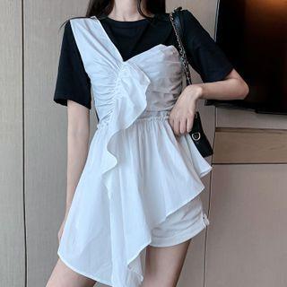 Mock Two-piece Ruffle Panel T-shirt