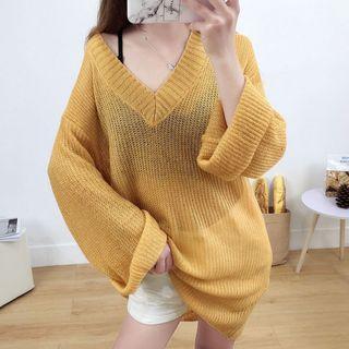 Long-sleeve Open Knit Sweater