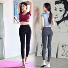 Set: Plain Short-sleeve Quick Dry T-shirt + Yoga Pants