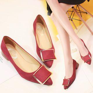 Low Heel Buckled Pumps