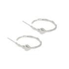 Irregular Alloy Open Hoop Earring 1 Pair - 925 Silver - With Sterling Silver Earring Backs - Silver - One Size