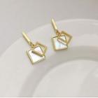 Shell Square Dangle Earring 1 Pair - Gold - One Size