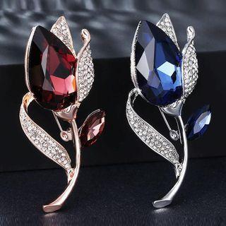 Tulip Faux Crystal Rhinestone Alloy Brooch