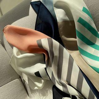 Striped Silky Square Scarf