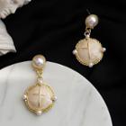 Faux Pearl Cross Dangle Earring 1 Pair - One Size
