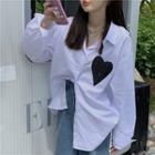 Long-sleeve Heart Shirt White - One Size