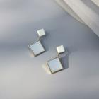 Geometric Drop Earring 1 Pair - White & Gold - One Size