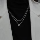 Hoop & Bar Pendant Layered Sterling Silver Necklace Silver - One Size