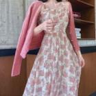 Sleeveless Floral Midi Dress / Cardigan