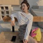 Long-sleeve Cut Out T-shirt / Leopard A-line Skirt