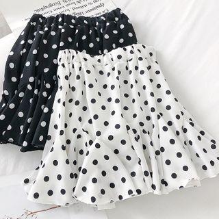 Polka Dot Irregular Chiffon A-line Skirt