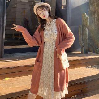 Plain Long Cardigan / Floral Dress