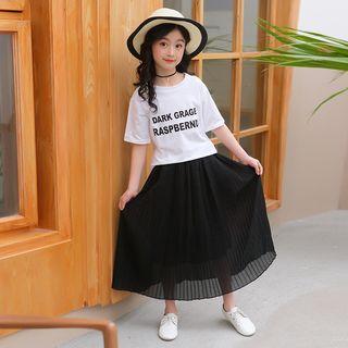 Family Matching Set: Lettering Short-sleeve T-shirt + Midi A-line Skirt