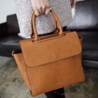 Faux Leather Tote With Shoulder Strap