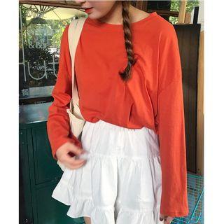 Plain Long Sleeve T-shirt / Plain Flared Skirt