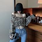 Long-sleeve Leopard Print Top As Shown In Figure - One Size
