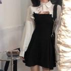 Ruffled Cropped Blouse / Spaghetti Strap A-line Dress