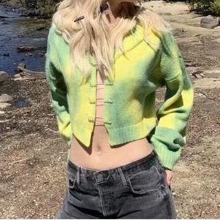 Tie-dyed Long-sleeve Knit Cardigan
