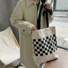 Checkered Tote Bag White - One Size