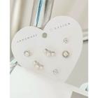 Faux-pearl / Rhinestone Earring Set (6 Pcs)
