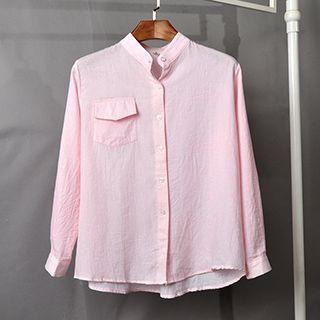 Pocketed Stand Collar Shirt